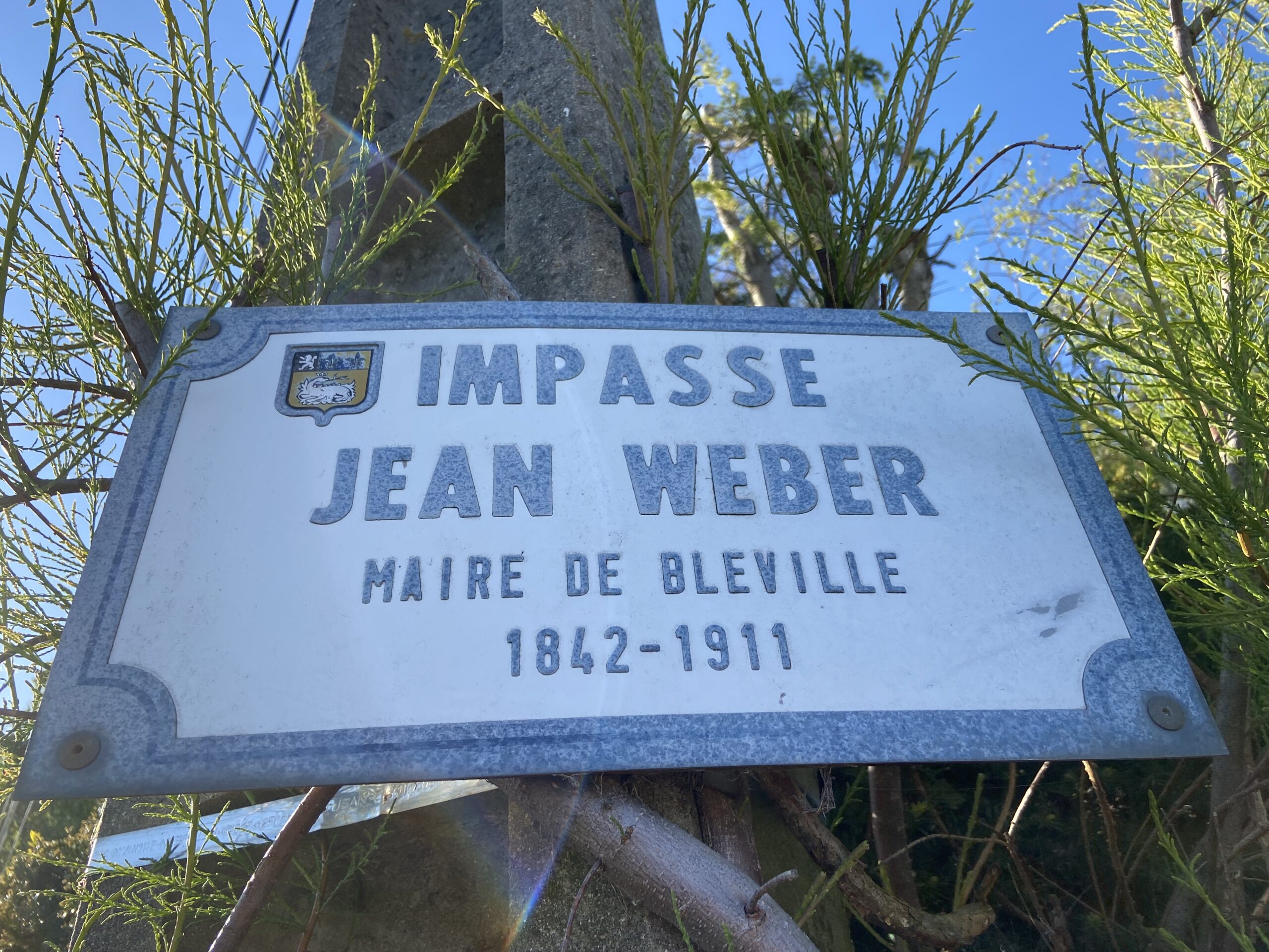 Panneau impasse Jean Weber Le Havre